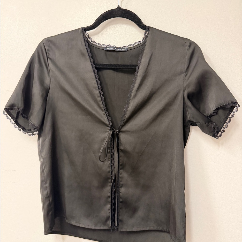 Brandy Melville Black Lace Trim Top
